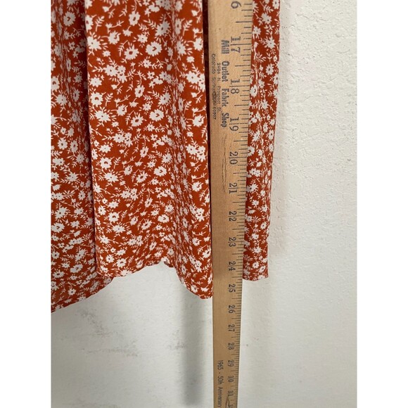 Entro Womens Ruffle Floral Sleeveless Blouse Size M Brown White Boho Cottagecore - Picture 5 of 8